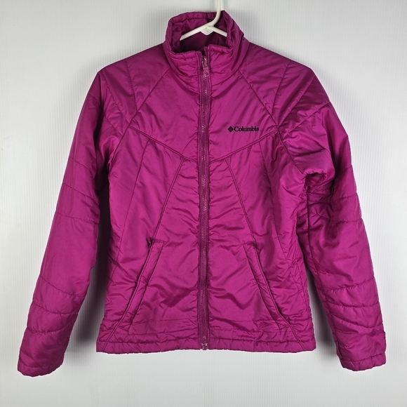 Columbia Womens Hot Pink Lightweight Thin Puffer Jacket Size Small Zip UpPockets - Picture 1 of 15
